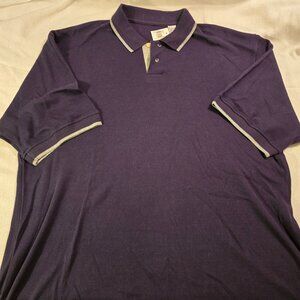 Navy Grey Sweater Polo XXL 2XL Mens Short Sleeve Casual NEW NWT! No Brand Cotton